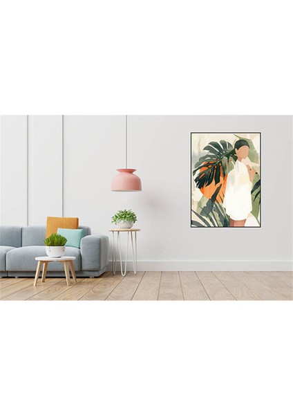 Yaprakli Soyut Kadin 43 x 50 Elmas Mozaik Tablo