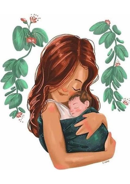 Anne ve Bebegi 40 x 40 Elmas Mozaik Tablo
