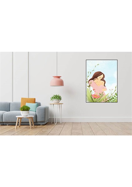 Anne ve Minik Bebegi 40 x 60 Elmas Mozaik Tablo