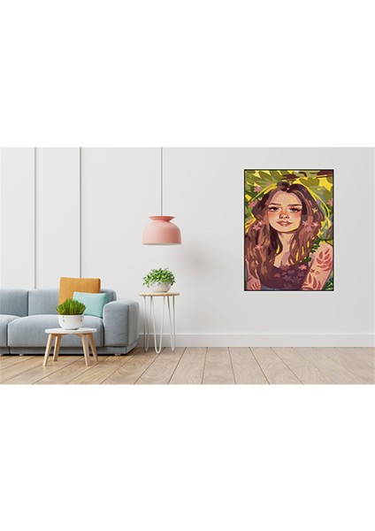 Cicekli Mutsuz Kadin 40 x 60 Elmas Mozaik Tablo