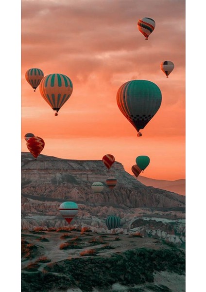 Kapadokya Ucan Balonlar 40 x 60 Elmas Mozaik Tablo
