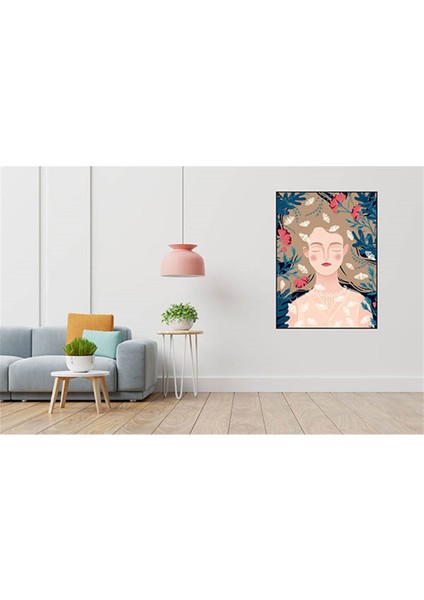 Kelebekli Kadin 40 x 50 Elmas Mozaik Tablo