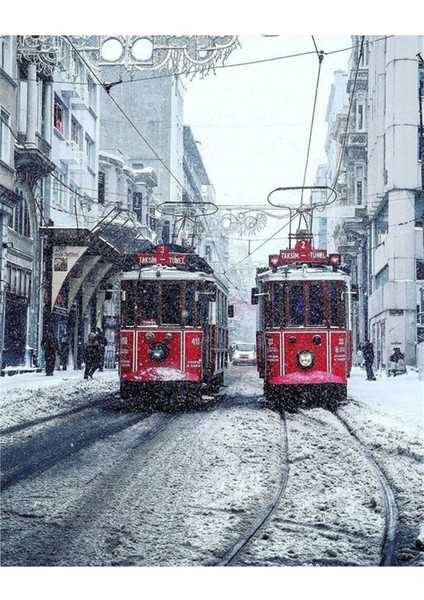 Kar Ve Taksim 40 x 60 Elmas Mozaik Tablo