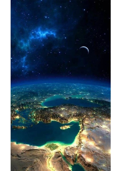 Uzaydan Turkiye 37 x 69 Elmas Mozaik Tablo
