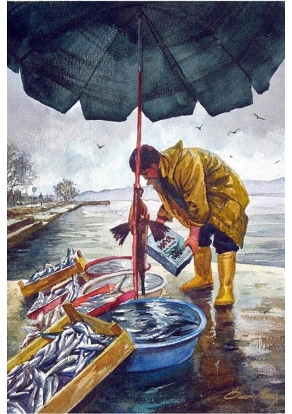 Balikci 40 x 60 Elmas Mozaik Tablo