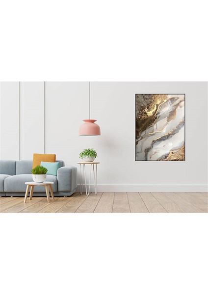 Beyaz Gold Mermer Desen 40 x 60 Elmas Mozaik Tablo