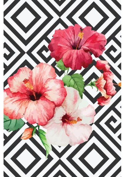 Hawaii Pembe Cicek Desen 48 x 61 Elmas Mozaik Tablo