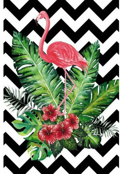 Flamingolu Hawaii Desen 48 x 60 Elmas Mozaik Tablo