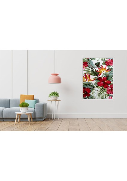 Hawaii Cicekleri Desen 41 x 71 Elmas Mozaik Tablo