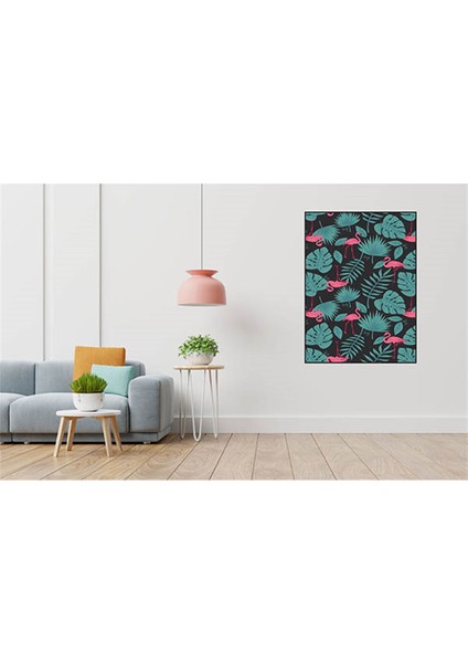 Flamingo Yaprak Desen 40 x 60 Elmas Mozaik Tablo