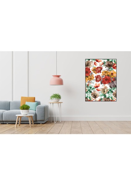 Renkli Gul Desen 40 x 50 Elmas Mozaik Tablo