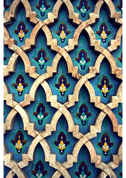 Mavi Desenli Tas Duvar 43 x 74 Elmas Mozaik Tablo