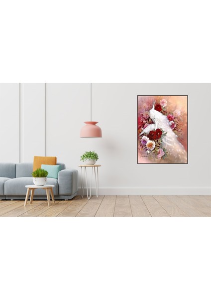 Beyaz Tavus Kusu 40 x 60 Elmas Mozaik Tablo