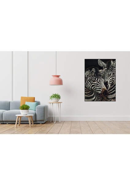Bir Cift Zebra 40 x 60 Elmas Mozaik Tablo