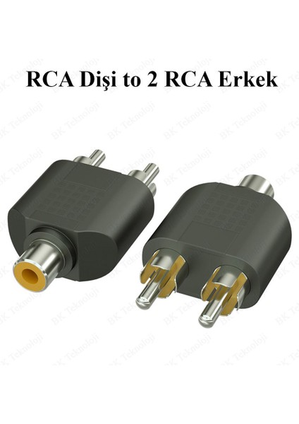 Rca Dişi - 2 Rca Erkek Y Splitter Ses Adaptörü Dönüştürücü