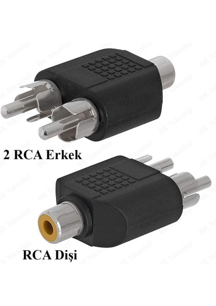 Rca Dişi - 2 Rca Erkek Y Splitter Ses Adaptörü Dönüştürücü