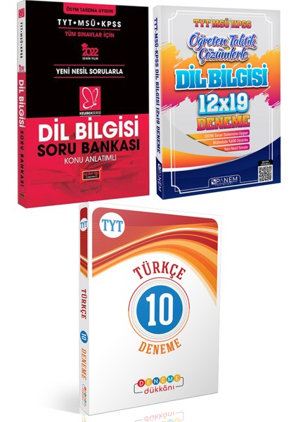 TYT-AYT Paragraf Soru Bankası+Panem Dil Bil Deneme+Deneme Dükkanı Türkçe 10 Deneme