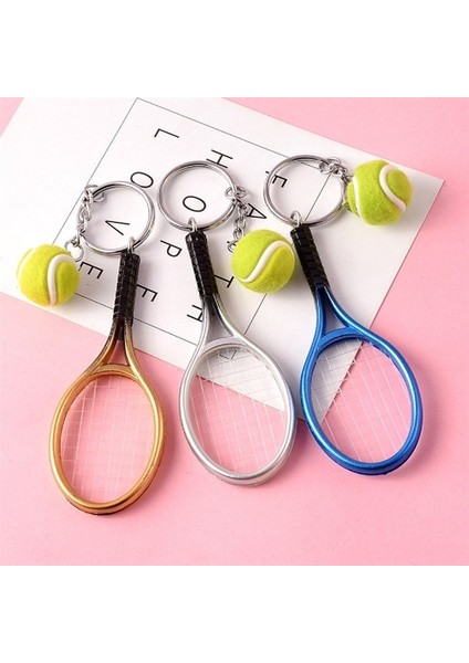 Gerçekçi Tenis Raketi Anahtarlık Kolye Çanta Süsü Tennis Keychain
