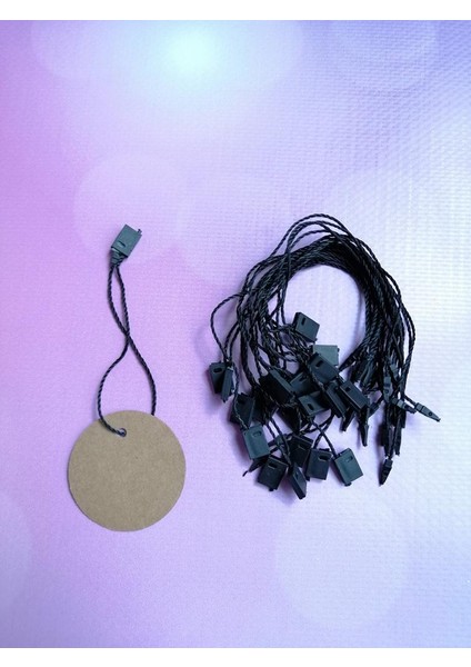 Kilitli Ip Renkli Asmalı Etiket Bağlama Ipi Lock String Tag Rope 100 Adet Siyah