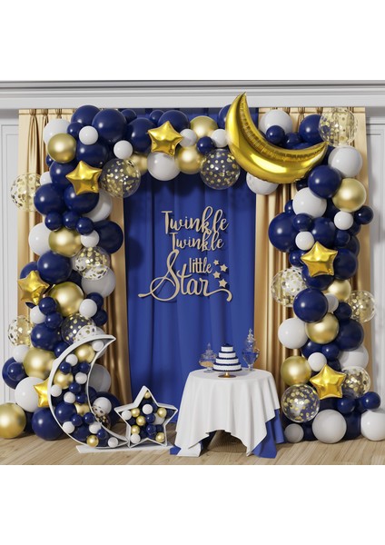 Altın Yıldız Lacivert Zincir Balon Set