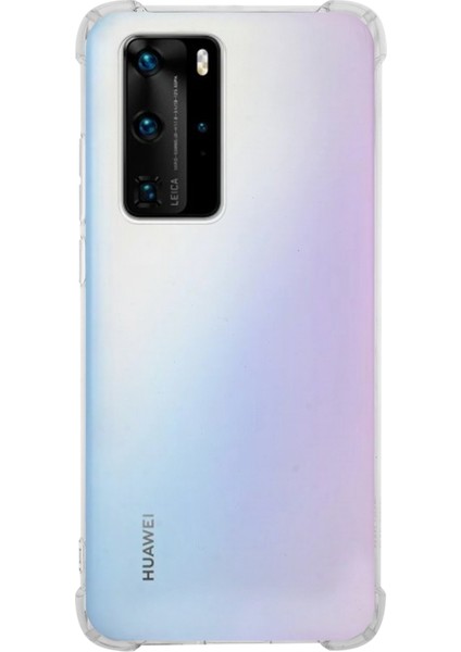 Caseworld Huawei P40 Pro ile Uyumlu Kapak Köşe Korumalı Airbag Antishock Silikon Şeffaf Kılıf