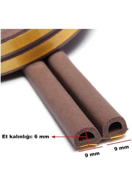 Bondit 2'li Kauçuk Kapı ve Pencere Izolasyon Bandı Fitili 10X2 20 Metre Kahverengi