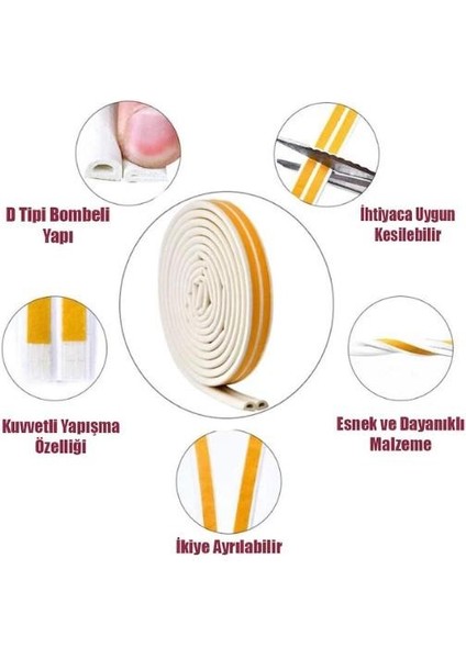 Bondit 2'li Kauçuk Kapı ve Pencere Izolasyon Bandı Fitili 10X2 20 Metre Kahverengi