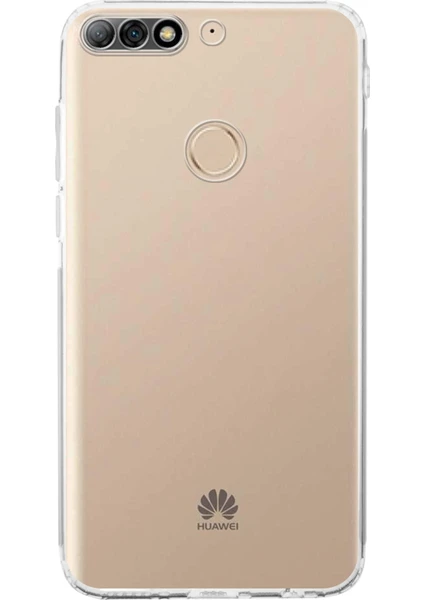 Huawei Y7 2018 ile Uyumlu Kapak Kamera Korumalı Tıpalı Silikon Şeffaf Kılıf