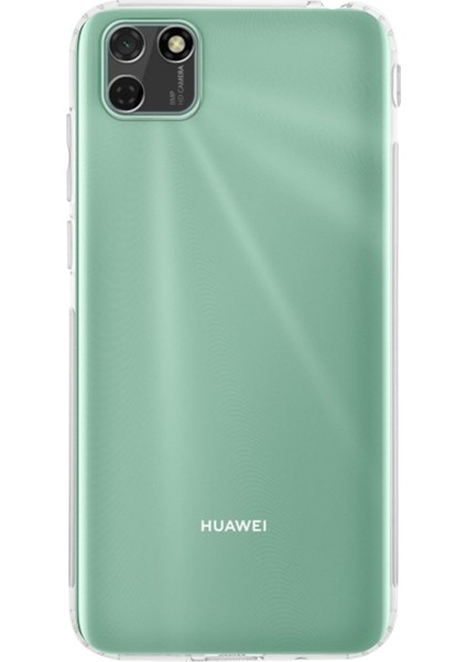 Huawei Y5P ile Uyumlu Kapak Kamera Korumalı Tıpalı Silikon Şeffaf Kılıf