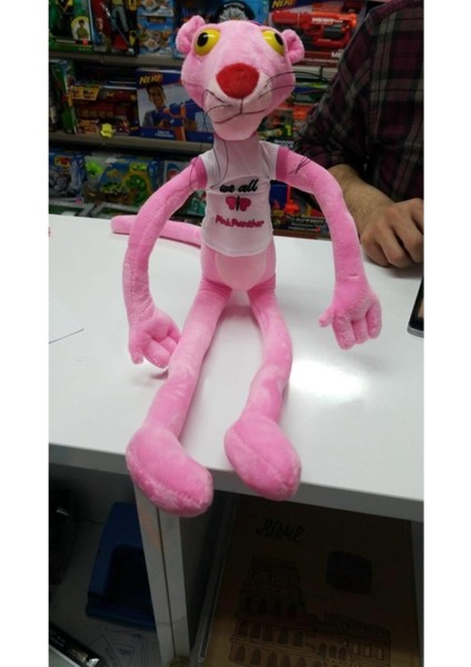 Pembe Panter Peluş 77 cm Tişörtlü Pelüş Figür Oyuncak Hediyelik