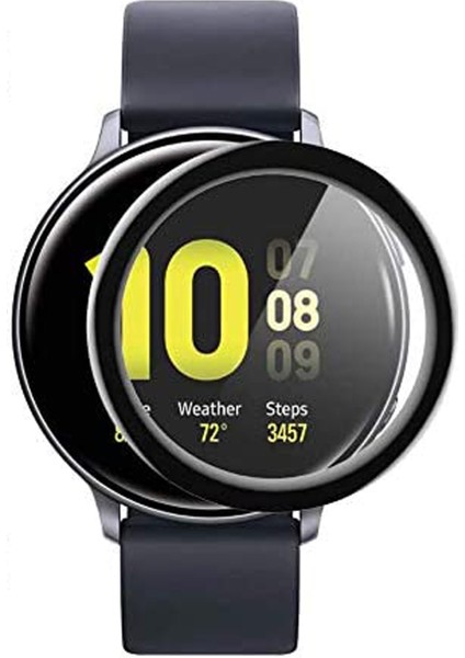 Google Pixel Watch Tam Kaplayan Kavisli Ekran Koruyucu 3D Pet Film - Siyah AL3385