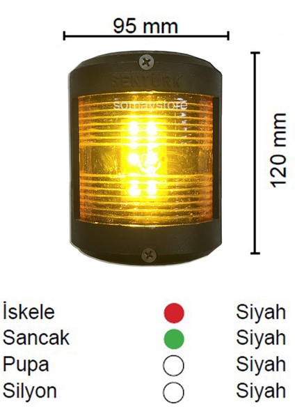 SL25 Tekne Yekleme Feneri 135 Seyir Feneri 12-24V LED Sealux 95X120MM