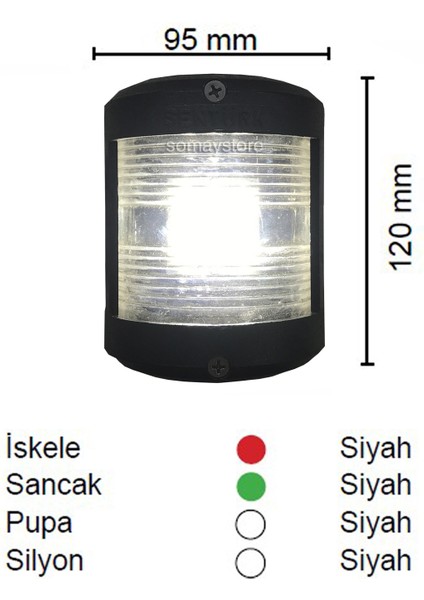 SL25 Tekne Pupa Feneri 135° Seyir Feneri 12-24V LED Sealux 95X120MM