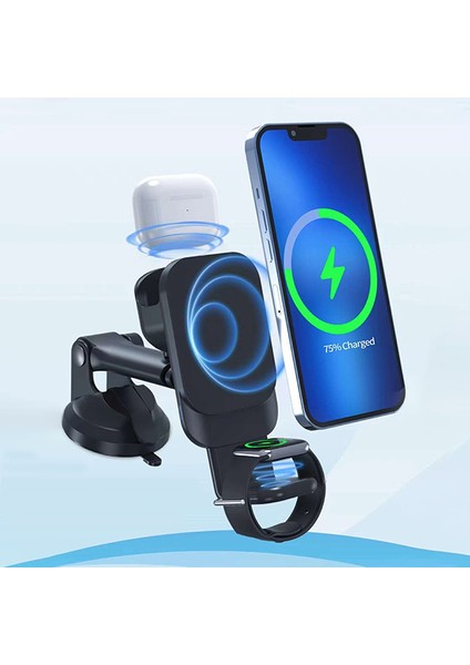 Wireless Şarjlı 3in1 Torpido Üstü ve Havalandırma Telefon, Kulaklık, Saat Tutucu modelleri