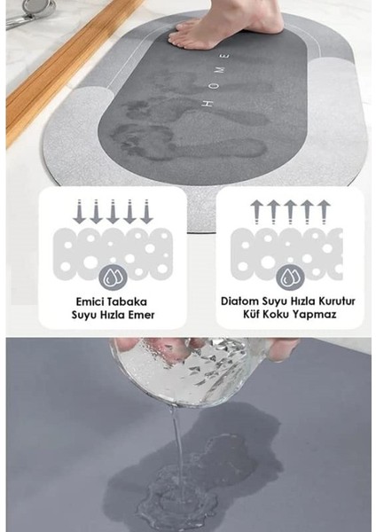 Süper Su Emici Kaymaz Tabanlı Oval Banyo Paspası fırsatları