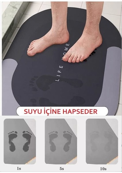 Süper Su Emici Kaymaz Tabanlı Oval Banyo Paspası indirimleri