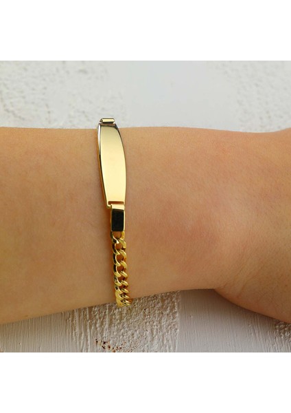 Çocuk 14 Ayar Altın Künye Bileklik