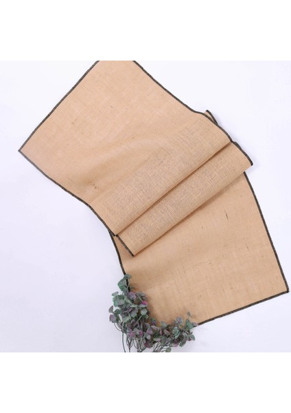 Siyah overlok kenarlı jüt runner, 45x150 cm fiyatları