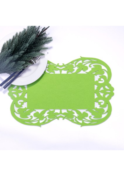 Açık yeşil keçe amerikan servis - flower - 27x44 cm 1 adet