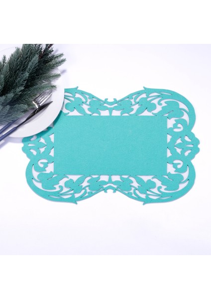 Turkuaz keçe amerikan servis, flower - 27x44 cm 1 adet