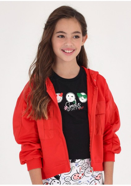Fermuarlı Kapüşonlu Kız Çocuk Sweatshirt