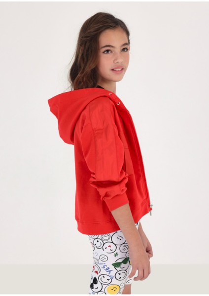 Fermuarlı Kapüşonlu Kız Çocuk Sweatshirt