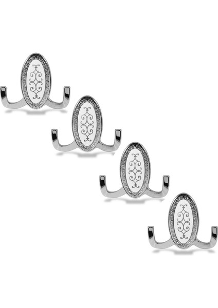 Vestiyer Duvar Askısı Dolap Elbise Askılığı Krom Desenli Metal Askı (4 Adet)