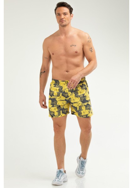 Sarı Regular Fit Düz Fermuarlı Cep Erkek Deniz Şortu - XE0123 indirimleri