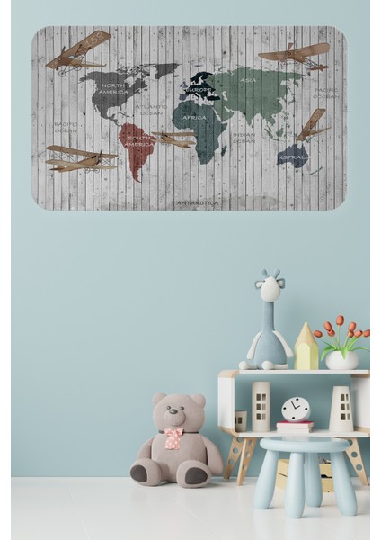 Eğitici Dünya Haritası Dünya Atlası Çocuk ve Bebek Odası Duvar Sticker 3804XL