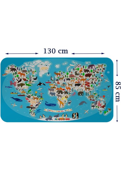 Eğitici Dünya Haritası Dünya Atlası Çocuk ve Bebek Odası Duvar Sticker 3788XL