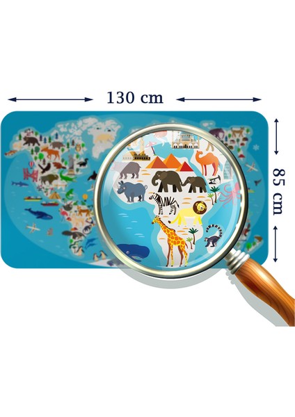 Eğitici Dünya Haritası Dünya Atlası Çocuk ve Bebek Odası Duvar Sticker 3788XL