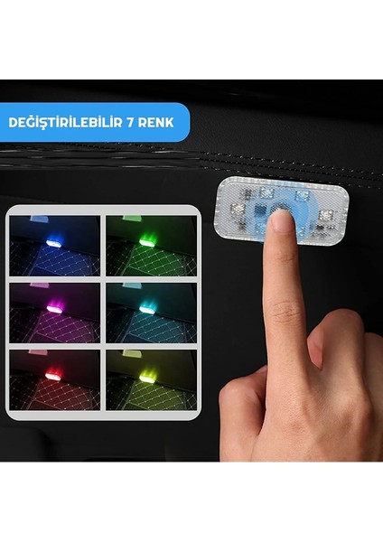 7 Renk Değişebilen Dokunmatik Sensörlü Mini 6 LED Lamba USB Şarj Edilebilir Mıknatıslı Aydınlatma 7mode-Touch