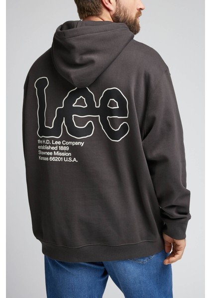 Lee Regular Fit Normal Kesim %100 Pamuk Kapüşonlu Yaka Siyah Sweatshirt