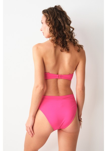 Ella Yüksek Bel V Kesim Bikini Tek Alt Pembe 239207